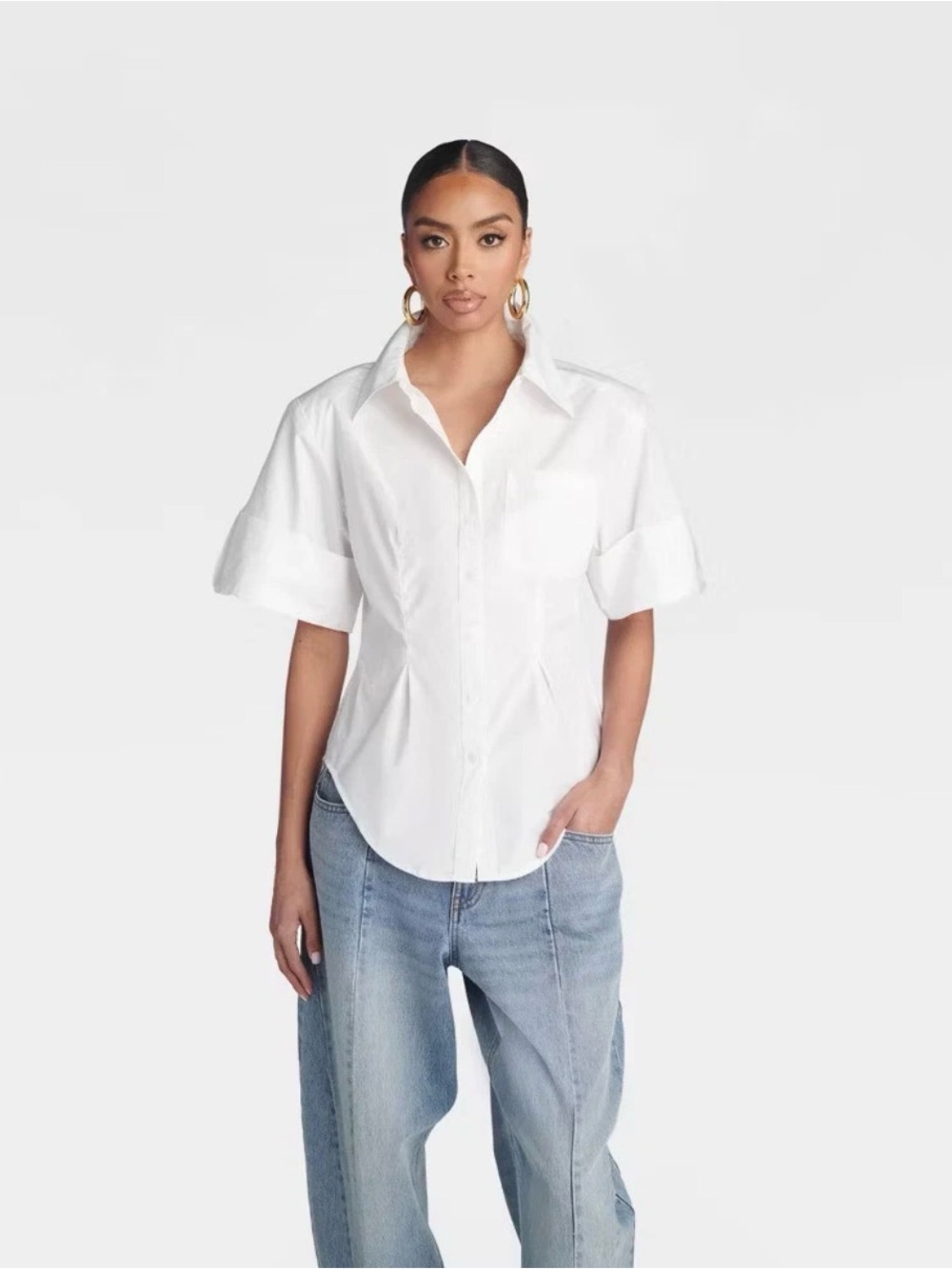 KBB by KAHLANA Short Sleeve' The Hourglass Button-Down Shirt'